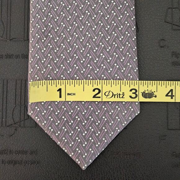 Lanvin Purple Silk Print Tie Men's Necktie | MINOR FLAW - Picture 4 of 13